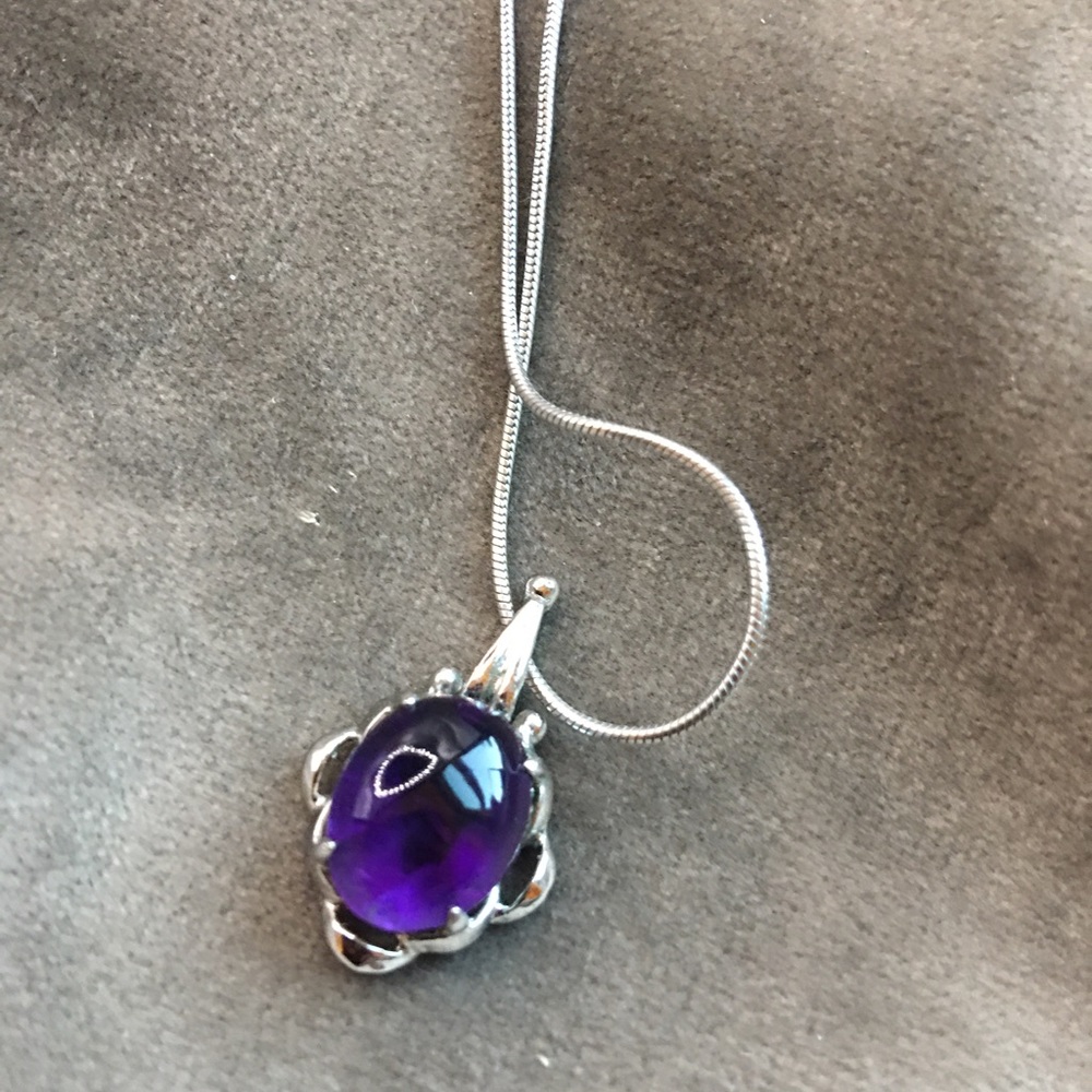 Amethysts silver necklace